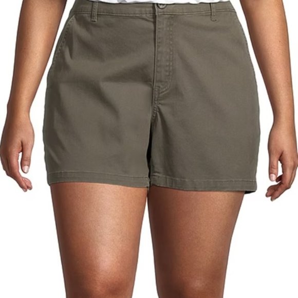 a.n.a. Women's Plus-Size 26 Army Green 4.5" Mid Rise Chino Short - Picture 1 of 12